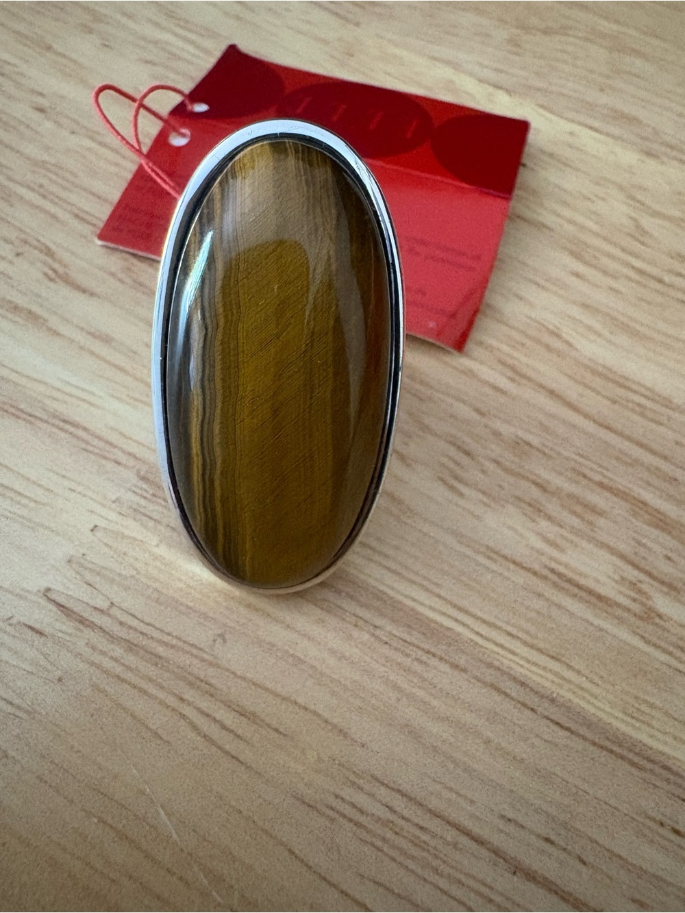 Elle Oval Tiger Eye Sterling Silver Ring. Size 7